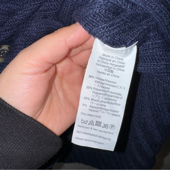 MADEWELL Size XS Button Front Ribbed Tank Sweater Dress Navy Wool Alpaca - Picture 4 of 6